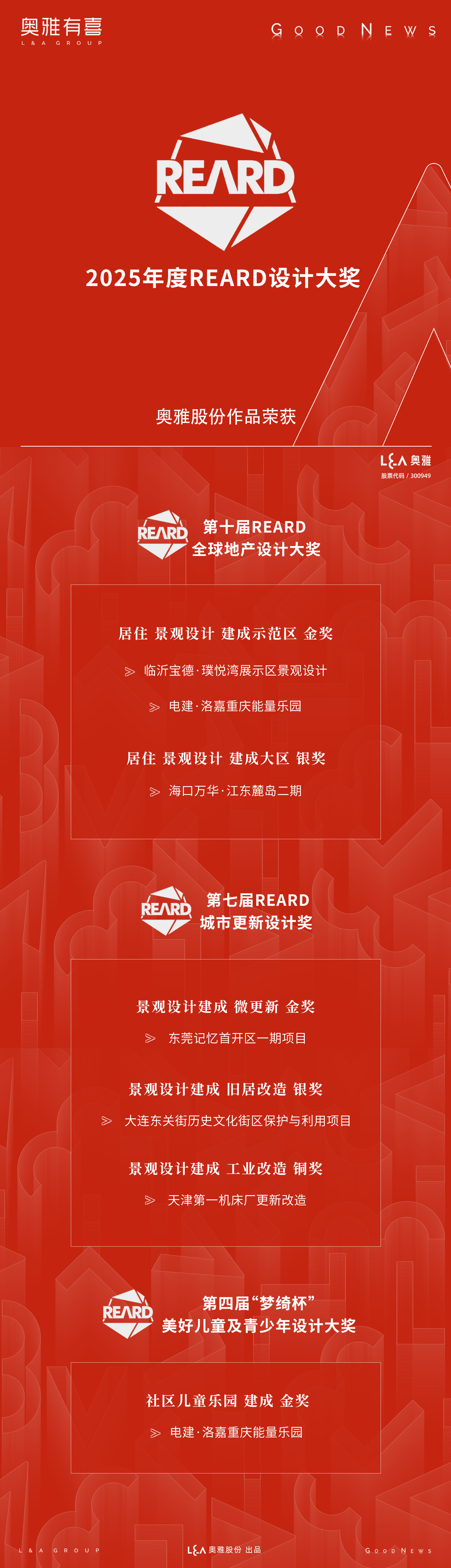 4金2银1铜，奥雅股份斩获「2025年度REARD设计大奖」多项荣誉- 奥雅新闻- 奥雅股份|存量资产增值服务商和亲子文旅品牌运营商